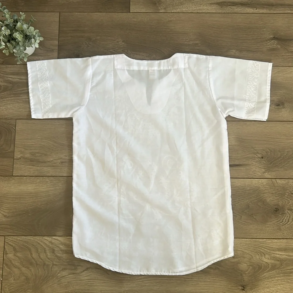100% Cotton White Tunic Women's Short Sleeved Top Made in Egypt